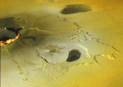 This active volcanic eruption on Io was captured in this image taken by NASA's Galileo spacecraft in Feb. 2000. (NASA/JPL)