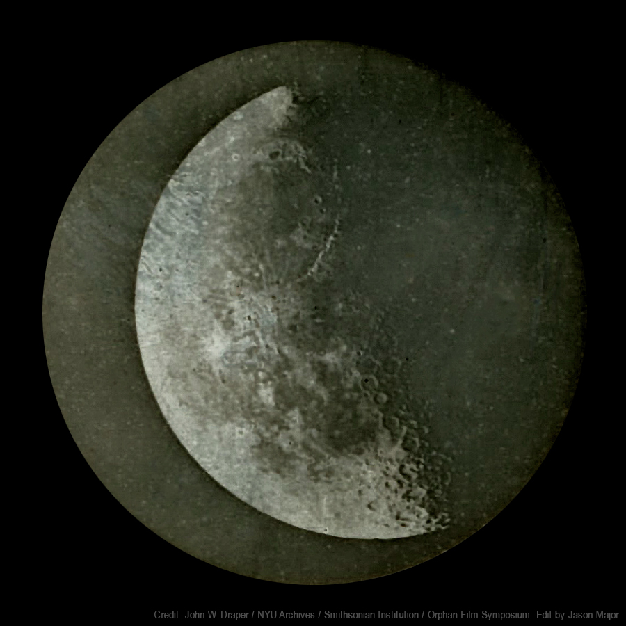 John Draper's 1840 image of the Moon, inverted from the surviving daguerrotype.